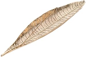 Xinzistar Incense Sticks Holder Metal Leaf Boat Incense Burner Ash Catcher 11 Inches Long for Home Decor Accessories (Gold)