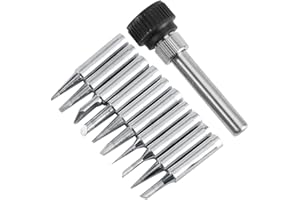 WALFRONT Série 900M-T Pointe de Fer à Souder en Cuivre Plaqué Nickel-Fer pour Station de Soudage Forme I, B, K, 1.2D, 1.6D, 2.4D, 3.2D, 2C, 3C, 4C (10 pcs)[Avec douille]