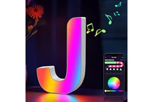Cpeelsdo Light Up Letters RGB Color Changing, LED Letters Lights USB Powered, APP Control, Alphabet Sign Gaming Lights for Girls Women Party Birthday Christmas Valentine Wall Table Decor - J
