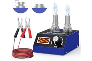 PLAYOCCAR 110V/220V Testeur de bougies - Double trou Automobile Testeur de bougies d'allumage pour bougies longues, Fréquence 500~9000RPM, Bougie d'allumage pour voiture à essence,avec affichage, pour