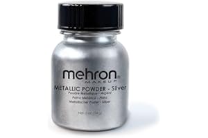 ‎MEHRON Mehron Make-up Metallic Powder - Metallic Powder Pigmente für Gesicht & Körperfarbe, Lidschatten und Eyeliner 14 Gramm (Silver)