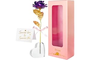 IMOPUITI Gifts for Her 24K Gold Rose Forever Rose Galaxy Rose with Stand Artificial Eternal Infinity Rose Gifts for Girlfriend Mum Women Her on Valentine's Day Mothers Day Anniversary Birthday