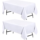 Utopia Kitchen Polyester Tablecloth 60" x 84" (Pack of 2, White) Machine | Rectangle Tablecloths Polyester Machine Washable T