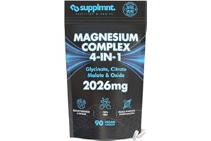 Supplmnt. Magnesium Glycinate 4-in-1 Complex - 2026mg Supplements as Bisglycinate, Citrate, Malate & Oxide 90 Vegan Capsules, Triple High Absorption 449mg Elemental, UK Made