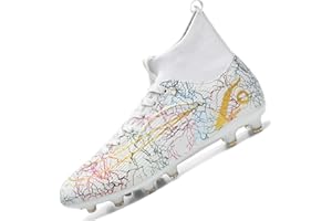 WOWEI Crampons de Foot Homme Professionnel Chaussures de Football Homme Garçon High Top Spike Crampons Antidérapant Athlétisme Entrainement Chaussures de Sport Adolescents