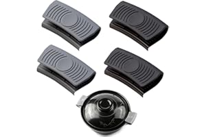 SGERUFZ 4 Piezas de Agarraderas de Silicona, Protector de Sartenes de Silicona, Asas Resistentes al Calor, Protector de Manos, Pinzas de Protección para Dedos de Hornos.