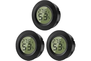 ZHITING Hygrometer Thermometer Mini Digital Temperatur Luftfeuchtigkeitsmessgerät Rund Humidity Meter für Innenräume, Gewächshäuser, Terrarien, Gitarrenkoffer,Humidor, Inkubatoren & Glas (3er Pack)