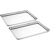 Stainless Steel Baking Tray Set of 2, Baking Sheet Cookie Tray Professional, 40x 30x 2.5 cm, Non Toxic & Healthy, Mirror Fini