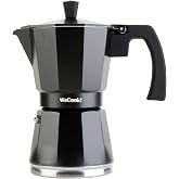 WECOOK! Luccia Italian Coffee Maker, Induction, Aluminium, Black, 1-3 Cups | Suitable for gas, electric, ceramic and inductio