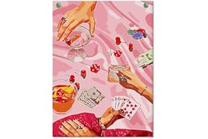 SUHEFAFA Malen Nach Zahlen Erwachsene- Poker Malen nach Zahlen Diy Erwachsene, Acrylfarbe Leinwand und 3 Pinsel Kit Geschenk Home Haus Deko Ohne Rahmen(40×50cm)