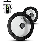Set of 2 Universal Glass Lids with Exhaust Valve and Silicone Rim &ndash; Universal Lids for Pots and Pans 16/18/20 cm and 24/26/28