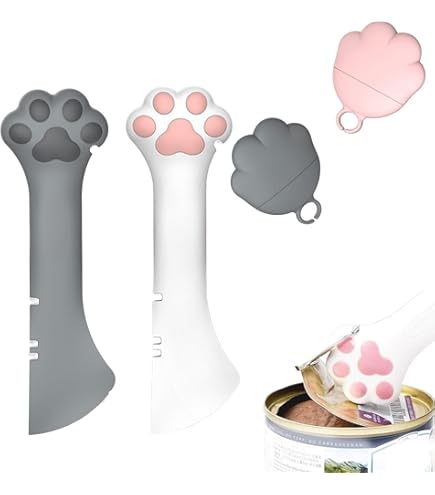 2 Katzenfutter-Löffel Mit Pfoten-Design - Silikon Spatel Für Dosenfutter