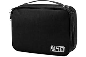 YEICXOH Cable Organizer Bag, Electronics Accessories Organizer, Travel Cable Sleeve for Power Bank, Camera, iPad, Memory Card, black, Travel
