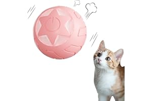 Peticularz Jouet Balle per Chat, Jouet Automatique interactif powerball pour Chats & Chien, Jeux Power Ball Divertisement & Stimulation, Jouet pour Chaton (Rose avec Motif d'étoiles)