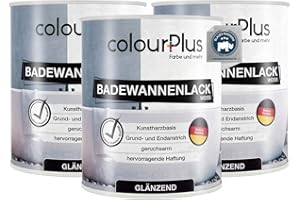 COLOURPLUS FARBE UND MEHR colourPlus® vernis pour baignoire (3x750ml, blanc) 1K - brillant vernis blanc pour baignoire - peinture résine pour baignoire - vernis émail - vernis pour baignoire