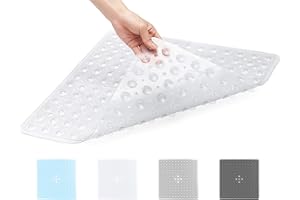 ADOV Tappeto Doccia Antiscivolo, 53x53cm Resistente Antimuffa Tappetino Doccia con Ventosa e Fori Drenaggio, Lavabile in Lavatrice Tappetini Vasca Senza BPA Antibatterico Tappetino de Bagno - Bianco