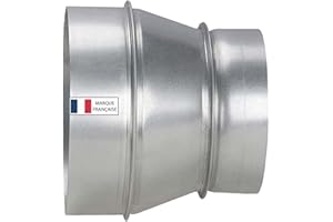 AIROPE-RA- 80/100 mm Réducteur de Conduit en Acier Galvanisé,Résistant à la Corrosion,Idéal pour Ventilation,Chauffage,Drainage,Evacuation,Climatisation.Performances Durables.Large Gamme de Dimensions