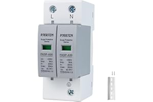 PJERJZN Überspannungsschutz & Überspannungsableiter 230V/275V Typ 1+2 (20-50kA 4P) – Blitzschutz für Haushalt, Solaranlagen und Industrie (2P 230V)