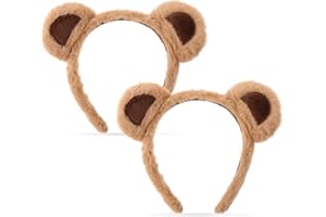 WY LIGHTING LEVEL 2 sztuki opasek na czoło z uszami niedźwiedzia, urocze opaski do włosów z motywem misia, na imprezę, nakrycie głowy, wypchane uszy zwierzęce, opaska na czoło, akcesoria do kostiumu, akcesoria do