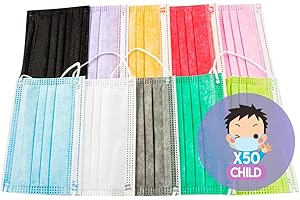 PAIDE P Mascarillas Higiénicas Mix Colores Infantiles, 3 Capas Desechables, 50 unidades (Colores-02)
