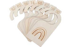 GOCUODE 8 Stück Baby Größentrenner,Babykleidung Kleiderschrankteiler,Größenreiter 50-92, Schrankteiler für Babykleidung für Kleidungsklassifizierung (Holz)