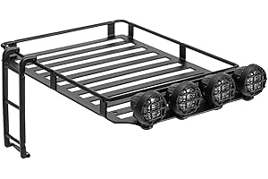 INJORA Bagażnik dachowy RC z reflektorami LED, akcesoria do drabiny TRX4M Body Shell 1/18 RC Crawler Upgrade