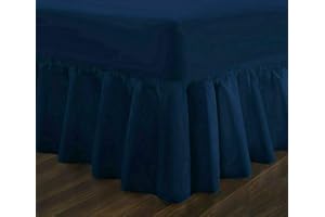 NOOR'S COLLECTIONS Valance Sheets King Size bed – Noor’s Collections Navy Blue Bed Base Wrap King Valance Sheet | Valance Bed Skirts Plain Dyed Poly Cotton Extra Deep Frilled Valance Bedsheets