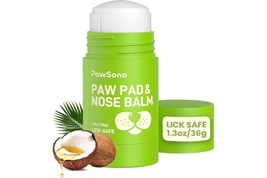 PawSono Lick-Safe Dog Paw & Nose Balm Stick with Coconut Oil | All-Natural Moisturizer & Soother for Dry, Cracked Snout & Pads | Nose Butter for Frenchies | Cream & Wax for Horse Hoof