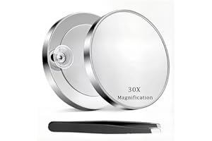VelvetGlow 30-krotne lusterko powiększające z przyssawką i pęsetą, precyzyjne lusterko kosmetyczne do makijażu i depilacji brwi