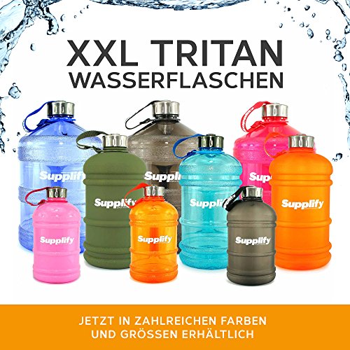 Tritan 3,79 Liter 1 Gallone Water Jug XXL Trinkflasche von Supplify – Camping Outdoor Wasser-Flasche, Ohne Weichmacher/BPA – Großer Wasserkanister aus Tritan Plastik – Transparent Finish - 7