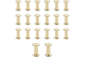 CANGCANG 20pcs rivets pour cuir,M5*12 vis chicago,rivet a visser,Rivets de Reliure à Tête Plate rivet cuir,Utilisé pour le bricolage en cuir Sac à vêtements, chaussures, livres et décoration(Doré)