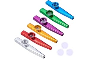 WANDIC Kazoo en alliage d'aluminium avec 3 membranes + boîte cadeau vintage - Doré type 2 6 couleurs mélangées.