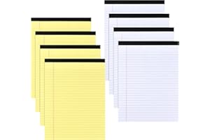 Daelesr Bloc de Notas Legales A4, Blocs Legales de Paisaje 29,5 x 21,4 cm, Bloc de Escritura de Colores, Rayados Universitarios, 50 Hojas para Trabajo, Oficina (8, Amarillo + Blanco)