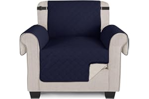TAOCOCO Sofa Covers 100% Waterproof Sofa Slipcovers 1 Seater,Non Slip Chair/Sofa Cover for Kids/Dogs/Pets,Washable Sofa Protector with Elastic Strap(Dark Blue,UPDATE of Cloth)