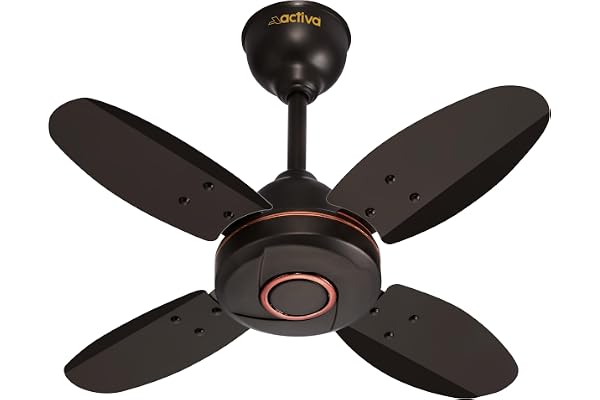 ACTIVA ORNET 600mm Ceiling Fan, 850 RPM High Speed Air Delivery with 4 Blades, Anti-Dust Coating, 2 Years Warranty - Smoke Brown