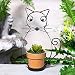 Produktbild Valery Madelyn Frühling Blumentopf Übertöpfe Deko Deko Pflanze Vase Deko Metall Garten / Innendekoration mit Katze Stand Struktur und Keramiktopf, Pflanze nicht inkl. 22,5 × 13 × 7,2 cm
