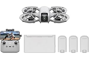 DJI Pack Neo Vuela Más, dron mini con cámara 4K UHD para adultos, 135 g dron que vuela siguiéndote,despega desde la mano,seguimiento de objetivos,QuickShots, vídeo estabilizado, con RC-N3 y 3 baterías