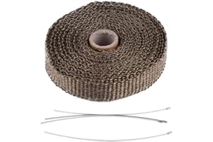 Outbit Envoltura térmica de escape - Cinta aislante para automóvil de 5 m Envoltura térmica de escape con 4 bridas de acero inoxidable para automóviles y motocicletas (marrón)