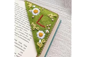 Litthing Hand Embroidered Corner Bookmark, 26 Letters Personalised Seasons Felt Triangle Bookmarks Gifts for Book Lovers Men Women