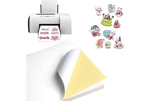 KLLJ Vinilo Adhesivo Imprimible Transparente A4, 30 Piezas de Papel Para Impresora de Inyección de Tinta o Láser - Impermeable