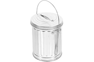 CABILOCK Mini Desktop Trash can with Lid, Metal Rubbish Bin for Office, Bedroom, Kitchen, Small Waste Bin for Countertop, Tabletop Cigarette Ash Garbage can, Silver