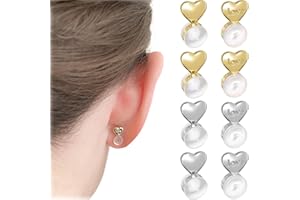 AFCJLTO 4 Pares Tuercas Hipoalergenicas Cierres Elevadores De Pendientes Para Lobulos Caidos O Rasgados, Sujeta y Levanta Pendientes, Cierre Elevador(Oro, Plata)