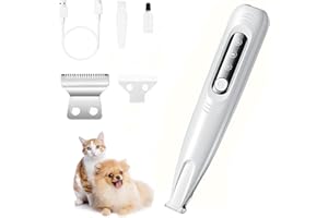 BREEZYPAWS BreeyPaws Cat Clippers Dog Paw Trimmer Grooming Kit,4 In 1 Cat Shaver for matted fur Claw Silent,Pet Shaver Trimmer for Dogs Cats Paws,2 Speed Battery Display & Startup Locked USB Charge Cable (White)