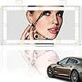 Feisate Car Vanity Mirror with Rechargeable Led Lights - Car Visor Mirror with 3 Light Modes - Car Visor Vanity Mirror - Car Vanity Mirror with Lights - Car Mirror Visor - White