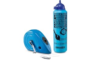 AUSONIA - 47508 LLINIENMARKIERER SCHLAGSCHNUR SCHLAGSCHNURKREIDE MIT ALUMINIUMGEHÄUSE 30 M, MIT AUFROLLMECHANIK, EINSCHLIESSLICH BEHÄLTER und 150 GRAMM BLAUEM PULVER PUDERFLASCHE