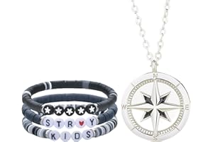 Komergave Halskette & Armband Set für Stray Kids Thema, Exquisit Edelstahl Anhänger und Anime Armband, Tolles Fanartikel Geschenk und Sammlerstück für Fans zu Geburtstag, Weihnachten & Mehr