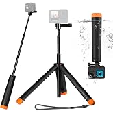 Floating Selfie Stick Tripod Hand Grip Monopod Selfie Extendable and Waterproof for Go Pro Hero 13, Hero 12 11 10 9 8 7 6 5 4