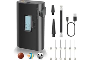 BOMPOW Ball Pump, Electric Football Pump Portable Fast Ball Inflation with LCD Digital Display for Soccer Football Basketball Volleyball