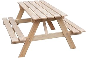 TIMBELA Kids Table - Wooden Table with Seats for Children M018-1 - H1'8 x 2‘11 x 2‘11 ft