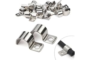 Mailfull 30 Unidades Abrazaderas Metalicas para Tubos Grapas para Cables Pared Ø 14 mm Cable Clips para Cables Alambres Cables de Red FijacióN de Vallas